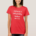 Modern Typography 50th Birthday T-Shirt<br><div class="desc">This modern typography t-shirt is perfect for everyone who will be attending your 50th birthday party or weekend trip!  Create your own personalisation by adding your name,  event title,  and the date or dates of your celebration!  Get excited about turning fifty years old!</div>