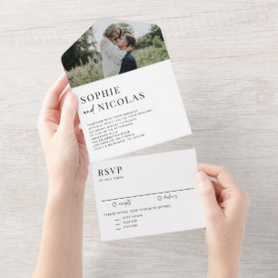Modern Typography and Handwritting Photo Wedding All In One Invitation