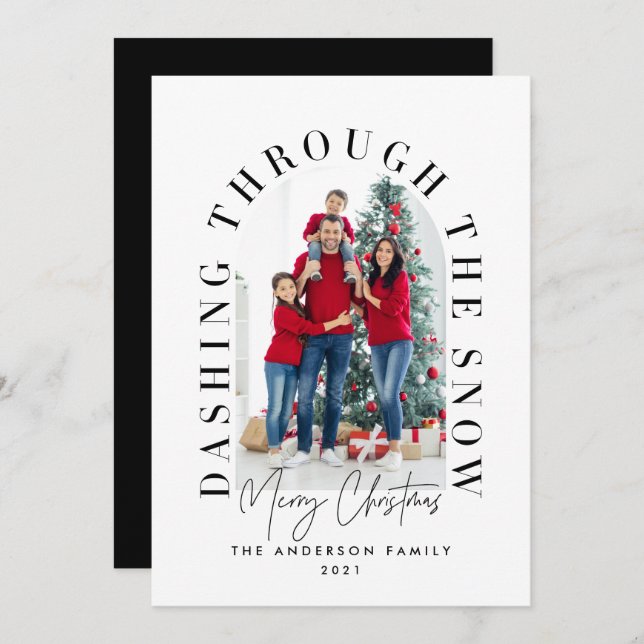 Modern typography arch 1 photo black Christmas (Front/Back)