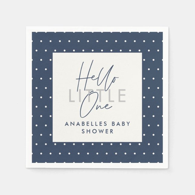 Modern typography baby shower hello little one napkin (Front)