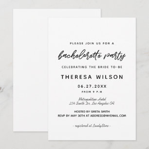 Modern typography Bachelorette Party Invitation