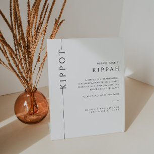 Modern Typography Bar Mitzvah Kippah Pedestal Sign