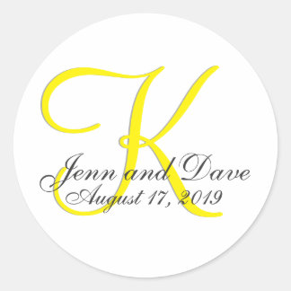 Modern Typography Basic Monogram 3d Wedding Favour Classic Round Sticker