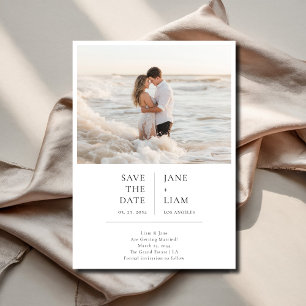 Modern Typography Beach Photo Destination Wedding Save The Date