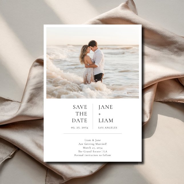 Modern Typography Beach Photo Destination Wedding Save The Date (Creator Uploaded)