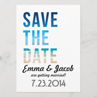 Modern Typography Beach Wedding Save The Date Invitation