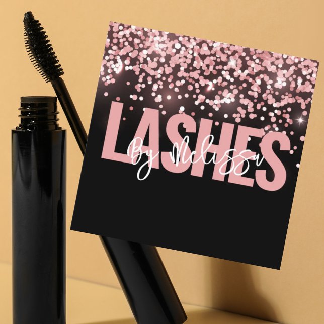 Modern Typography Beauty Makeup Artist Lashes  Square Business Card (Modern Typography Beauty Makeup Artist Lashes Square Business Card)