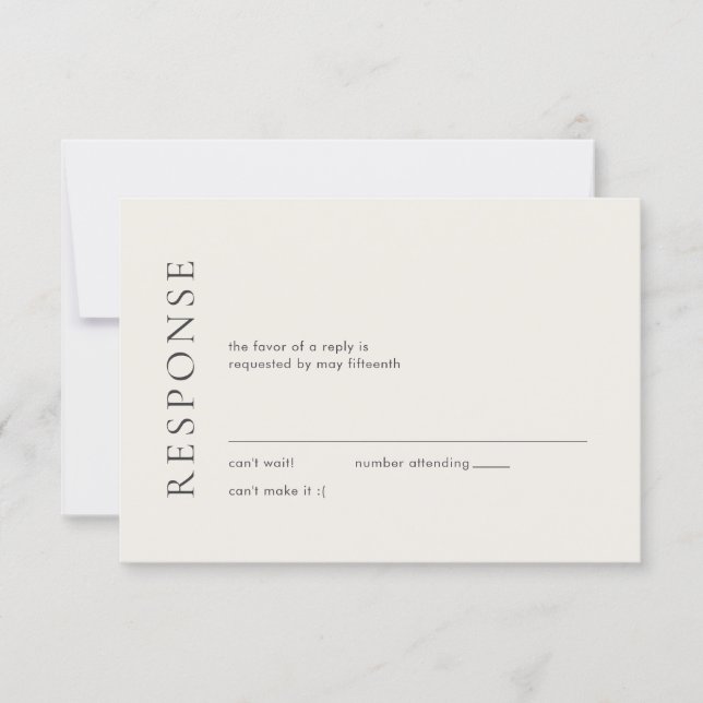 Modern Typography Beige Elegant Wedding RSVP Card (Front)