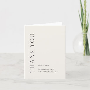 Modern Typography Beige Elegant Wedding Thank You Card