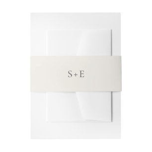 Modern Typography Beige Monogram Elegant Wedding Invitation Belly Band