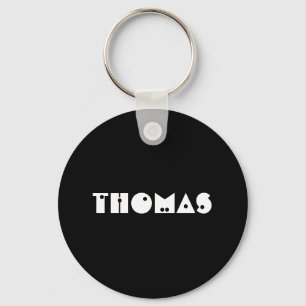 Modern Typography Black and White Custom Name Key Ring
