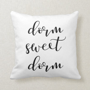 Modern Typography Black and White Dorm Sweet Dorm Cushion