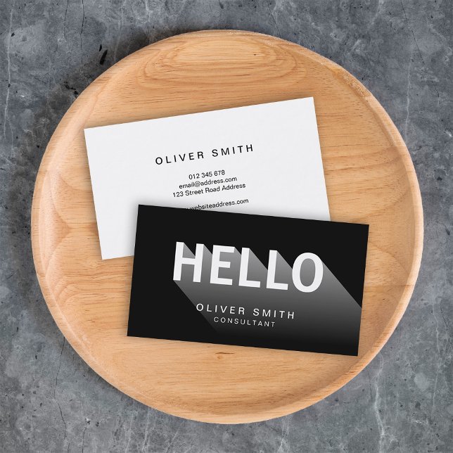 Modern Typography Black and White Hello Business Card (Creator Uploaded)