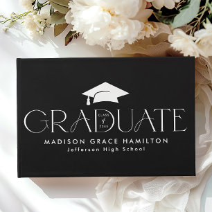 Modern Typography Black and White Photo Graduation Guest Book