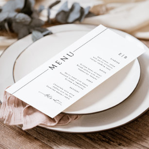 Modern Typography Black and White Wedding Menu