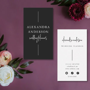 Modern Typography Black and White Wedding Planner Business Card