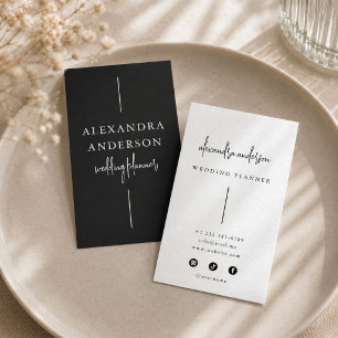 Modern Typography Black and White Wedding Planner Business Card