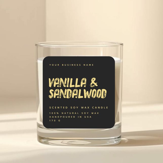 Modern typography black gold soy candle label (Creator Uploaded)