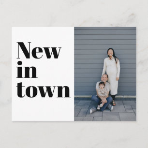 Modern Typography Black Photo New Home Moving Announcement Postcard