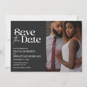 Modern Typography Black Photo Wedding Save The Date