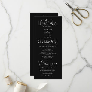 Modern Typography Black Wedding Ceremony Program Programme