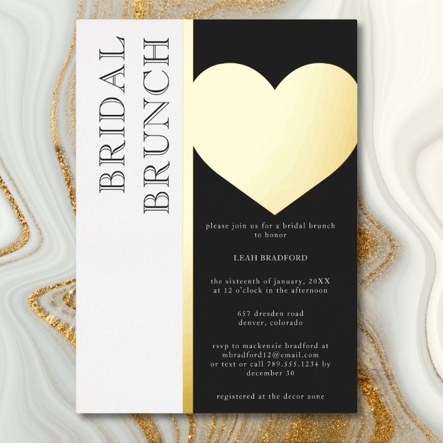 Modern Typography Black White Bridal Brunch (Modern Typography Black White Couples Shower Foil Invitation)