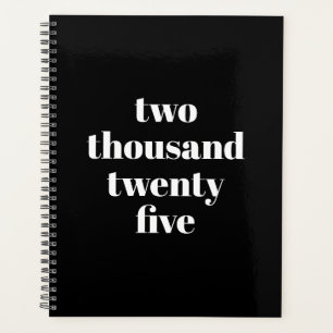 Modern typography black white custom year text planner