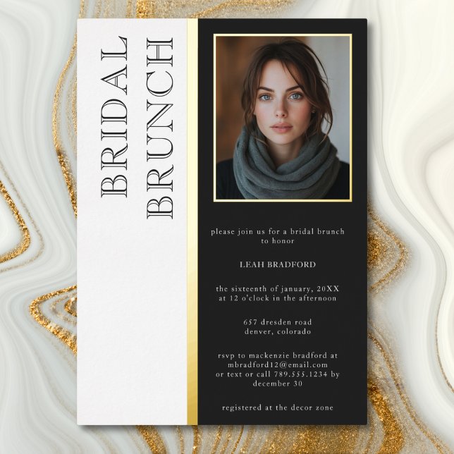 Modern Typography Black White Photo Bridal Brunch (Modern Typography Black White Photo Bridal Brunch Foil Invitation)