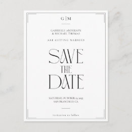 Modern Typography Black White Save The Date Postcard
