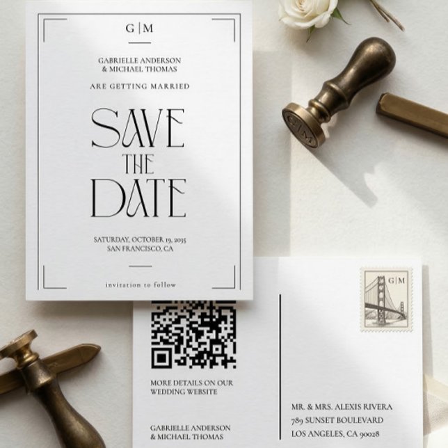 Modern Typography Black White Save The Date Postcard (Creator Uploaded)
