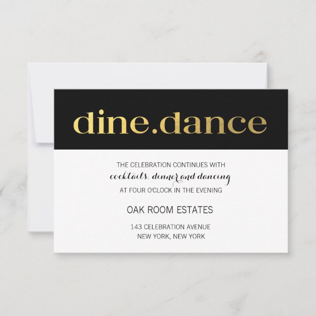 Modern Typography Black White Stripes | Reception Invitation (Front)
