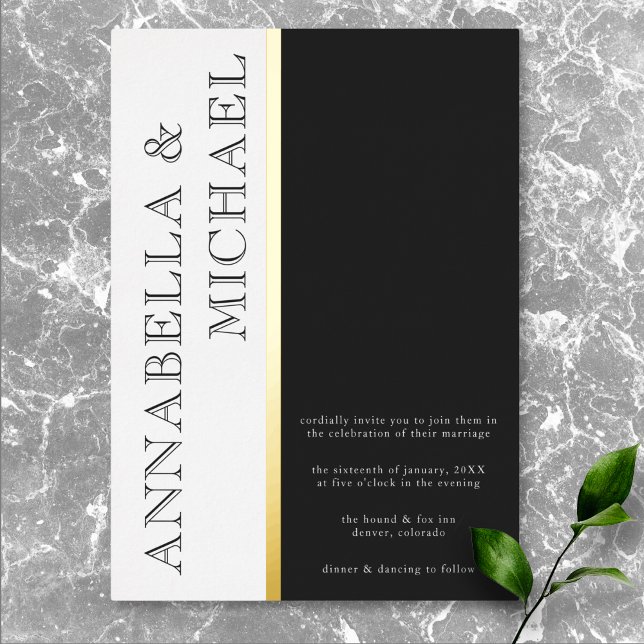 Modern Typography Black White Wedding (Modern Typography Black White Wedding Foil Invitation)