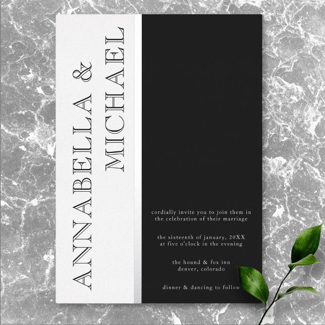 Modern Typography Black White Wedding (Modern Typography Black White Wedding Foil Invitation)