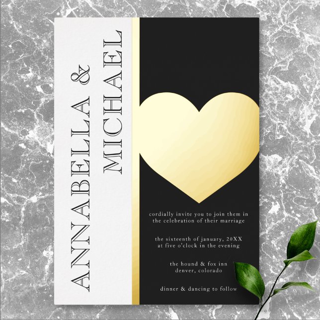 Modern Typography Black White Wedding (Modern Typography Black White Wedding Foil Invitation)