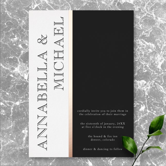 Modern Typography Black White Wedding (Modern Typography Black White Wedding Foil Invitation)