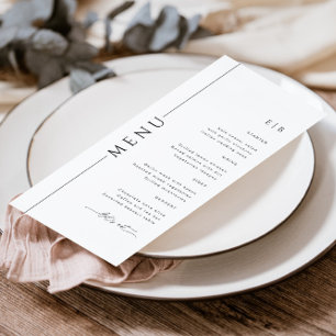 Modern Typography Black White Wedding Dinner Menu