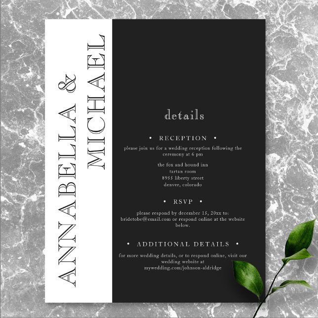 Modern Typography Black White Wedding Enclosure Card (Modern Typography Black White Wedding Enclosure Card)