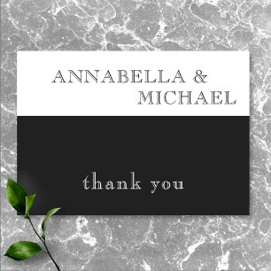 Modern Typography Black White Wedding Thank You Card