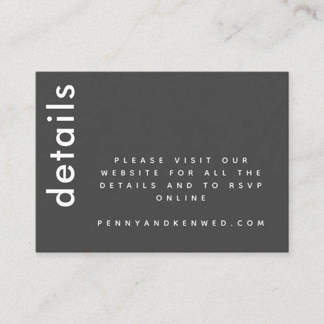 Modern Typography | Black White Wedding Website  Enclosure Card (Front)
