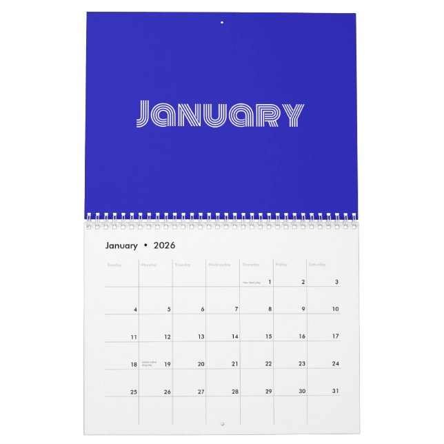 Modern Typography Blue Calendar (Jan 2026)