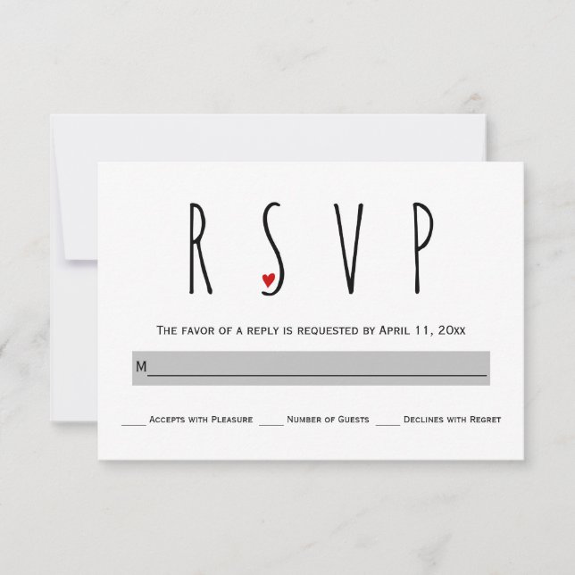 Modern typography blue, grey wedding RSVP card (Front)