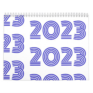 Modern Typography Blue White Calendar