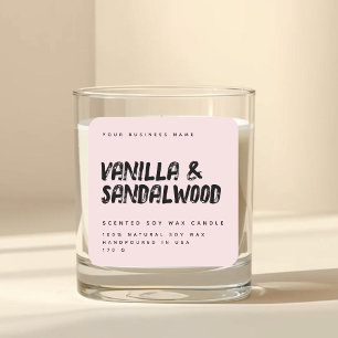 Modern typography blush pink soy candle label