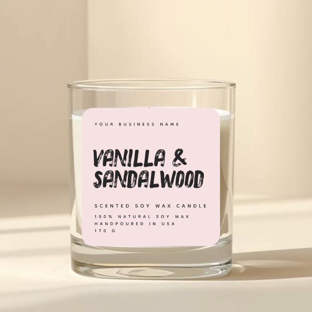 Modern typography blush pink soy candle label (Creator Uploaded)