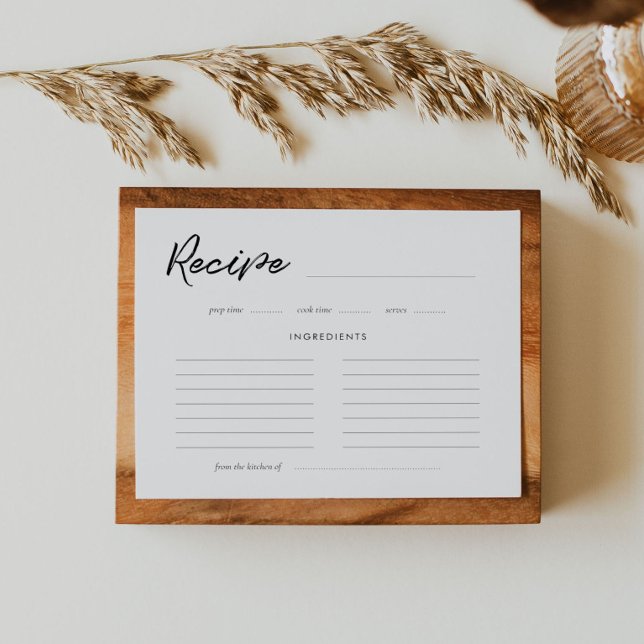 Modern typography Bridal shower recipe card (Creator Uploaded)