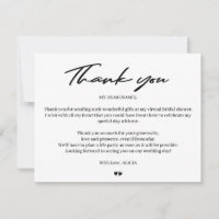 Modern typography bridal virtual shower thank you