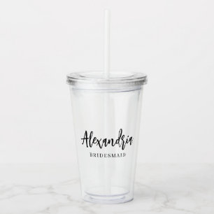 Modern Typography Bridesmaid Gift Custom Wedding Acrylic Tumbler