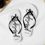 Modern Typography "Bridesmaid" Jandals<br><div class="desc">Personalised Bridal party flip-flops featuring an stylish and trendy script typography. Customise with the bride and groom's monogram, wedding date, and bridesmaid's name for a one of a kind design! Looking for a custom colour? No problem! Just send your request to heartlockedstudio at gmail dot com and we'll get back...</div>