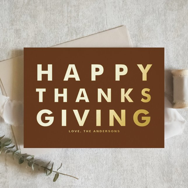 Modern Typography Brown Happy Thanksgiving Gold (Creator Uploaded)
