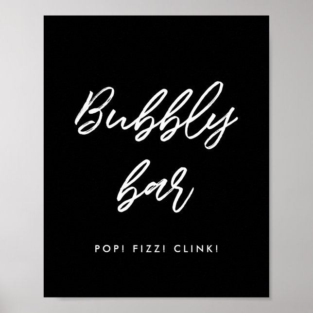Modern typography Bubbly bar wedding sign (Front)